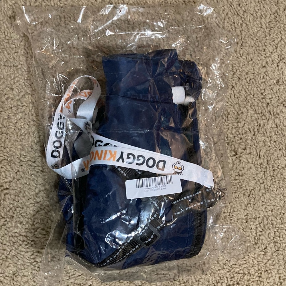 PawRoll dog puffer vest jacket, Large blue water resistant harness lined - Picture 2 of 13